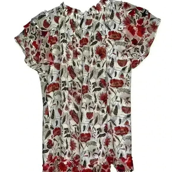 MISA Los Angeles Olga floral chiffon blouse with tasseled tie - Picture 3 of 6